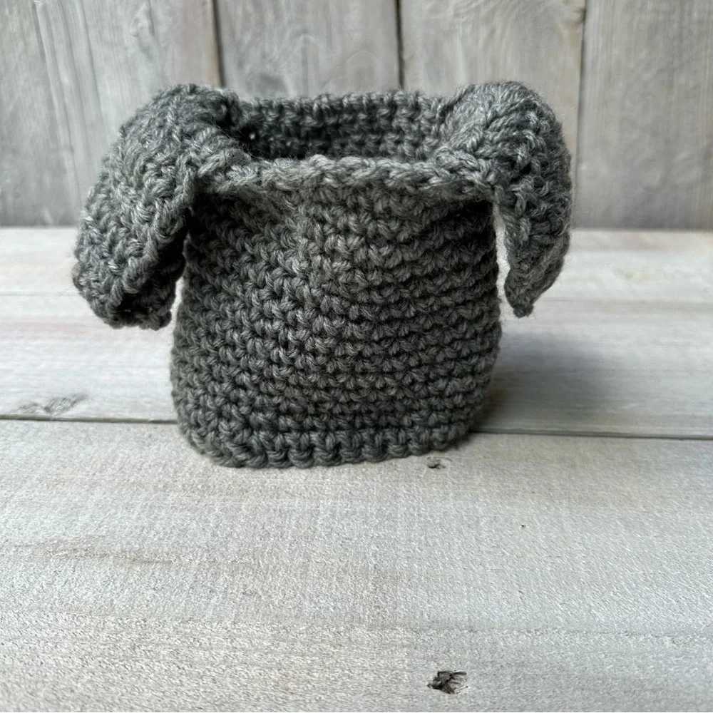 Handmade Crochet Winter Ear‎ Warmer For Kids Gray Dog 3-6 Months